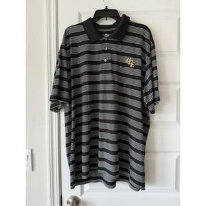 UCF Knights Polo Shirt Mens Size 2XL Black Striped Golf